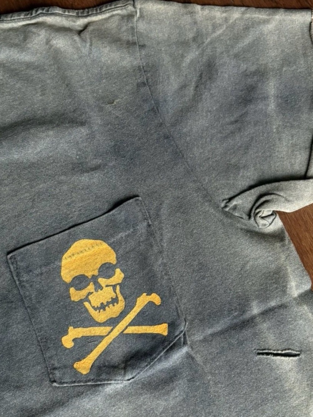 Gallery Dept Gray Short Sleeve Tee with Yellow Skull Graphic